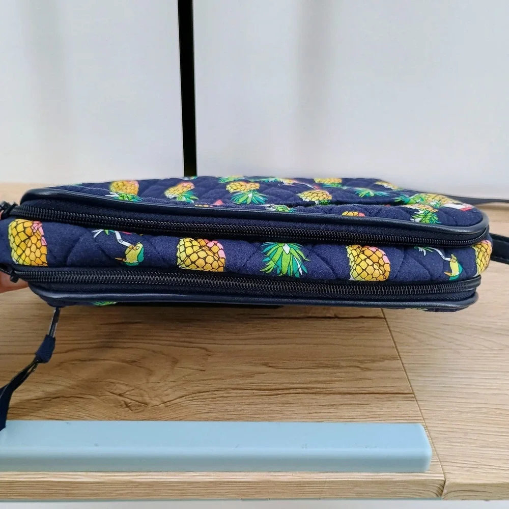 Vera Bradley Trimmed Crossbody Bag Toucan Party Pineapple Navy Quilted 24847-Q60